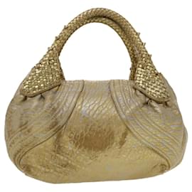 Fendi-FENDI Spy Bag Hand Bag Leather Gold Auth th2779-Golden