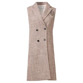 Dior-Double-Breasted Tweed Vest-Brown