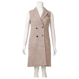 Dior-Double-Breasted Tweed Vest-Brown