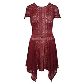Bcbg Max Azria Dunkelrosa Spitzenkleid mit kurzen Ärmeln Pink