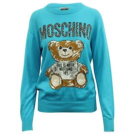 Moschino Teddybär-Sweatshirt aus blauer Baumwolle Blau