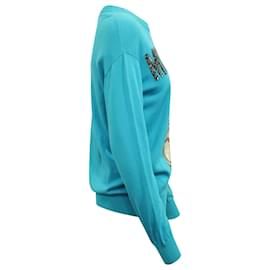 Moschino-Moschino Teddy Bear Sweatshirt in Blue Cotton-Blue