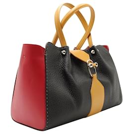 Autre Marque-Three Colors Leather Handbag-Black