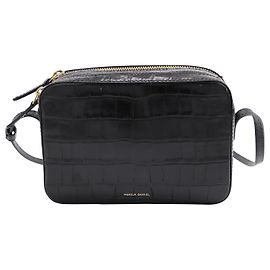 Bolsa transversal Mansur Gavriel com estampa de crocodilo em couro preto Preto