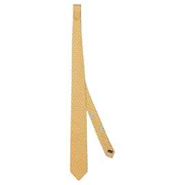 Salvatore Ferragamo-Elephant-Print Silk Necktie-Yellow