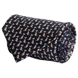 Salvatore Ferragamo Seidenkrawatte mit Hunde-Print Blau