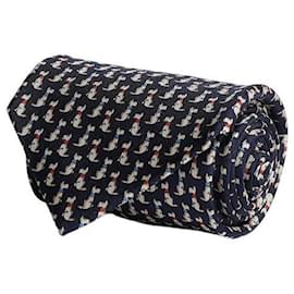 Salvatore Ferragamo-Salvatore Ferragamo Dog-Print Silk Necktie-Blue
