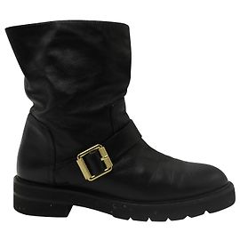 Stuart Weitzman Ryder Lift Boots in Black Leather Black