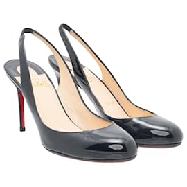 Christian Louboutin-Slingback Patent Heels-Black