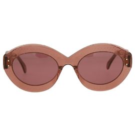 Alaïa Round-Frame Acetate Sunglasses Beige