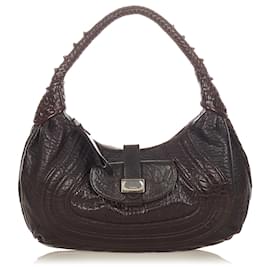 Fendi-Fendi Brown Spy Leather Handbag-Brown,Dark brown