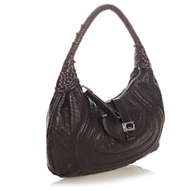 Fendi-Fendi Brown Spy Leather Handbag-Brown,Dark brown