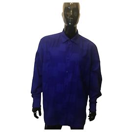 Issey Miyake hartes blaues Hemd Dunkelblau