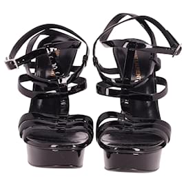 Saint Laurent-Saint Laurent Bianca Platform Sandals in Black Patent Leather-Black