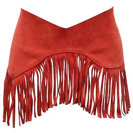 Jacquemus Fringe Belt in Red Suede Red