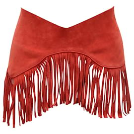 Jacquemus-Cintura Jacquemus con frange in camoscio rosso-Rosso