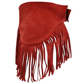 Jacquemus-Cintura Jacquemus con frange in camoscio rosso-Rosso