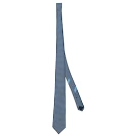 Salvatore Ferragamo-Alligator-Print Silk Necktie-Blue