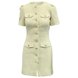 Maje-Maje Rillio Bouclé-Tweed-Kleid aus ecrufarbener Baumwolle-Weiß,Roh