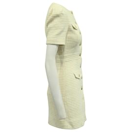 Maje-Maje Rillio Bouclé-Tweed-Kleid aus ecrufarbener Baumwolle-Weiß,Roh