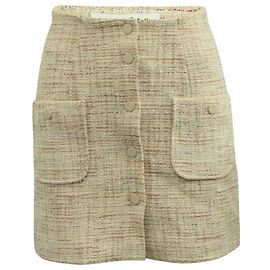 Sandro Paris Agatha Saia Tweed Metalizada Rosa Pastel Outro