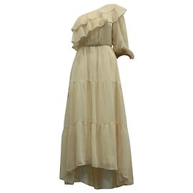 Maje Robe Mi-Longue Une Epaule Racha en Polyester Rose Rose