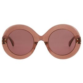Alaïa Round-Frame Acetate Sunglasses Beige