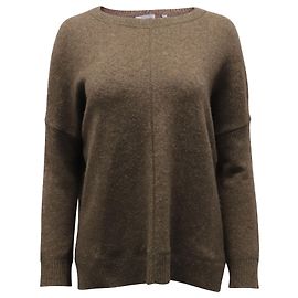 Vince Pullover mit geripptem Kragen aus brauner Wolle Braun