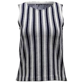 Theory-Theory Striped Sleeveless Top in Blue/White Linen-Blue