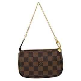Louis Vuitton-LOUIS VUITTON Damier Ebene Mini Pochette T&B Accessoires N58011 auth 30240a-Other