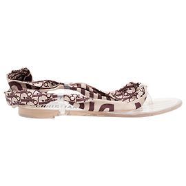 Alaïa Chanclas de malla de cuero cortadas con láser Negro
