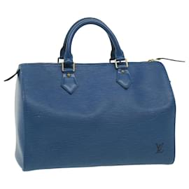 Louis Vuitton-Louis Vuitton Epi Speedy 30 Bolsa de mão azul M43005 LV Auth jk1824-Azul