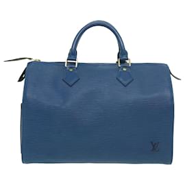 Louis Vuitton-Louis Vuitton Epi Speedy 30 Bolsa de mão azul M43005 LV Auth jk1824-Azul