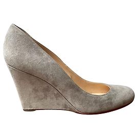 Christian Louboutin Ron Ron Zeppa 85 Grey Suede Heels Grey