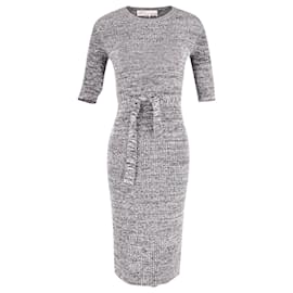 Victoria Beckham-Victoria Beckham Round Neck Fitted Jersey Dress in Grey Acrylic-Grey
