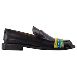JW Anderson-Elastic Loafers in Black Leather-Black