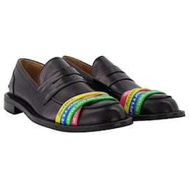 JW Anderson-Elastic Loafers in Black Leather-Black