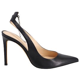 Iro Slingback Amore Pumps w/ Ankle Chain in Black Leather Black
