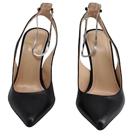 Iro-Iro Slingback Amore Pumps w/ Ankle Chain in Black Leather-Black