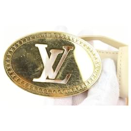 Louis Vuitton-90/36 Ivory x Gold LV Cut Out Initials Belt-Other