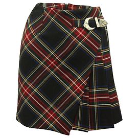 Maje Judie Asymmetric Plaid Mini Skirt in Multicolor Polyester  Other