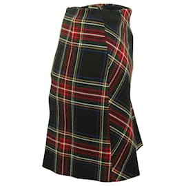 Maje-Maje Judie Asymmetric Plaid Mini Skirt in Multicolor Polyester-Other