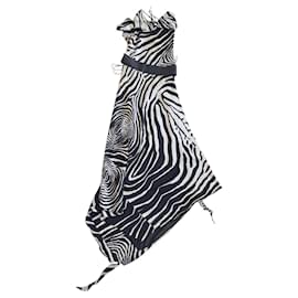 Autre Marque-Long plunging backless dress-Zebra print