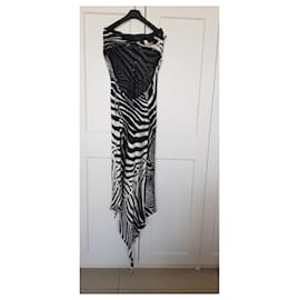 Autre Marque-vestido longo sem costas-Estampa de zebra