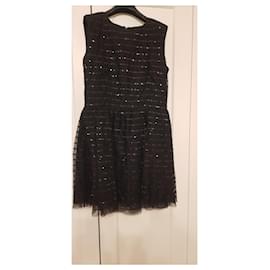 Red Valentino-Black Tulle and Sequins Dress-Black