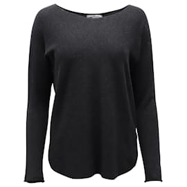 Vince-Vince Scoop Neck Sweater in Grey Cashmere-Grey