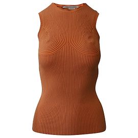 Stella Mc Cartney Stella McCartney Ribbed Top in Orange Organic Cotton Orange