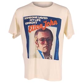 Gucci-Gucci T-shirt imprimé Elton John en coton blanc-Blanc
