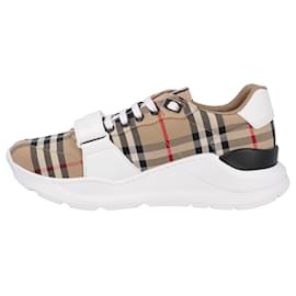 Burberry-Burberry men regis sneaker in vintage check suede and leather mix-Other