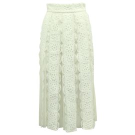 Maje Lace Maxi Skirt in Cream Polyester  White Cream